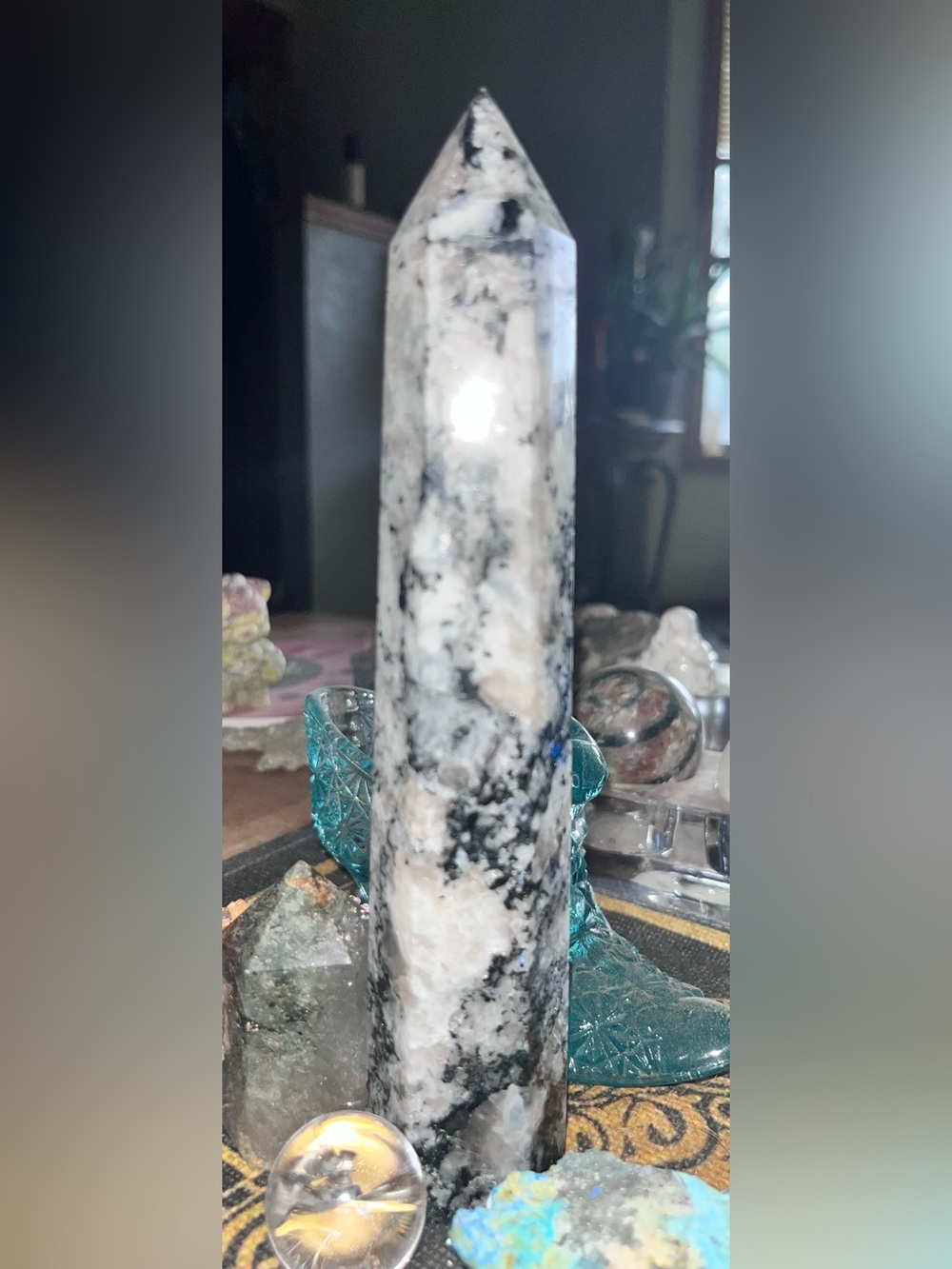 Black Tourmaline in Snowflake Quartz Matrix